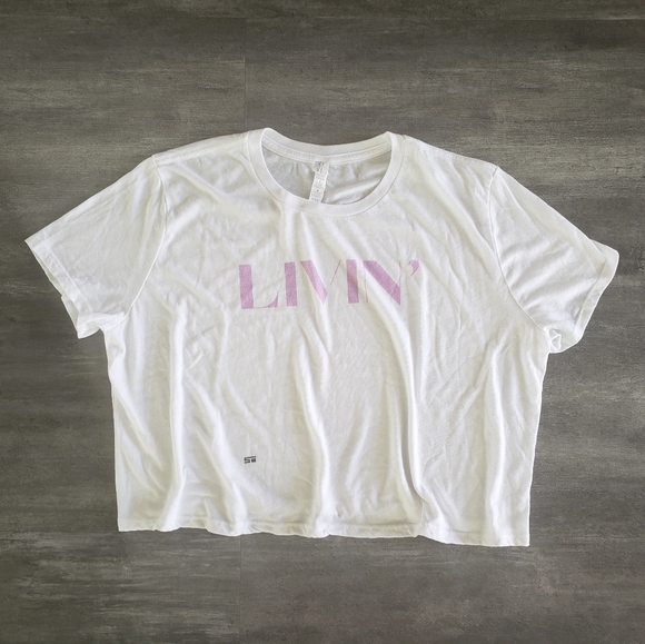 White Livin' My Best Life ST Crop Short Sleeve - Picture 1 of 4